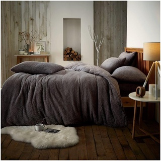 GC GAVENO CAVAILIA Flauschiges Bettwäsche-Set mit Kissenbezügen, Fleece, für Einzelbett, Anthrazit