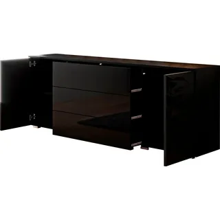 Sideboard OTTO HOME "PARIS", schwarz (graphite schwarz matt, schwarz hochglanz), B:150cm H:68cm T:39cm, Sideboards, Sideboard, Moderne 150cm breite grifflose Kommode, vielseitig einsetzbar