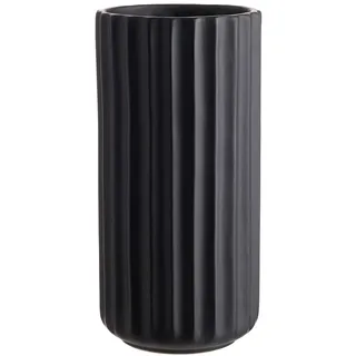 BUTLERS Blumenvase LIV Schwarze Zylinder Keramik Vase 20cm hoch | Vintage Deko-Vase für Pampasgras und Trockenblumen | Vase für Tischdeko oder als Buchvase