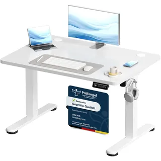 Devoko Elektrisch Höhenverstellbarer Schreibtisch 100 x 60cm, Stabiler Schreibtisch Höhenverstellbar Tisch, Steh-Sitz Bürotisch, Computertisch mit Memory-Funktion, Stehpult, Standing Desk, Weiß