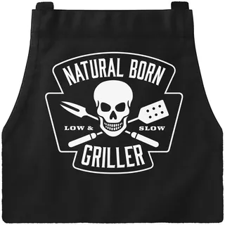 MoonWorks Orginelle Grill-Schürze für Männer mit Spruch Natural Born Griller Totenkopf Skull Schwarz unisize - Einheitsgröße