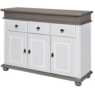 Sideboard aus Massivholz Fehmarn , weiß , Maße (cm): B: 141,3 H: 100 T: 46.3
