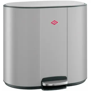 WESCO Abfalleimer 50L 2-fach Mülltrenner grau matt Stahl Trittpedal