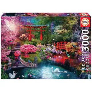 Educa - Japanischer Garten | Puzzle 3.000 Teile für Erwachsene ab 14 Jahren, Zen Garten Kirschblüten Japan Sakura (19282)