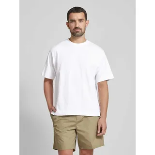 T-Shirt in unifarbenem Design, Weiss, XL