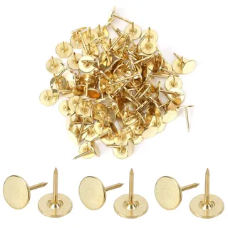 200 Stück Schwerlast Reißnägel, Flache Stecknadeln für Pinnwand Dekorative Nägel Reißzwecken Polsternägel für Wand Hängende Fotos Heim Möbel Sofa Handwerk Büro DIY Dekor (Gold)