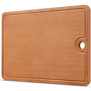 Schneidebrett Holz aus 100% Bambus XXL - 2cm dickes Holzbrett antibakteriell - massives Schneidbrett mit Saftrille - Holzschneidebrett 45x30x2cm - Alternative zu Schneidebrett Kunststoff,braun