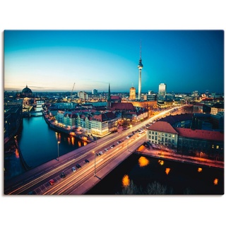 Artland Wandbild Berlin Cityscape am Abend, Deutschland (1 St), als Leinwandbild, Poster in verschied. Größen beige 80 cm x 60 cm