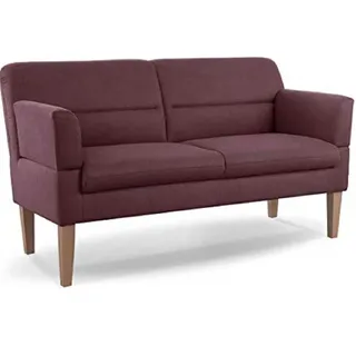 CAVADORE 2,5-Sitzer Küchensofa Kira / Sitzbank für Küche, Esszimmer oder Wohnküche inkl. Armteilverstellung / Leichte Fleckenentfernung dank Soft Clean / 168 x 94 x 81 / Flachgewebe: Weinrot