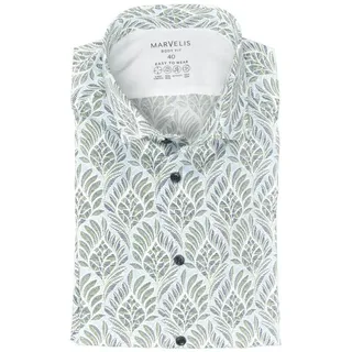 MARVELIS Langarmhemd BODY FIT - Easy To Wear Hemd enge, stark taillierte Schnittführung blau|grün 40