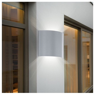 EGLO Außen-Wandleuchte, Leuchtmittel inklusive, Warmweiß, Robuste LED Wand Leuchte Stahl Beleuchtung Außen Lampe Up and Down silberfarben