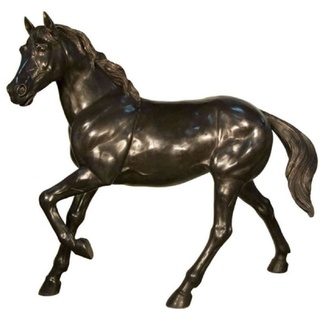 Casa Padrino Skulptur Luxus Bronze Deko Skulptur Pferd 188 x 64 x H. 157 cm - Riesiege Bronze Skulptur - Lebensgroße Tierfigur - XXL Bronze Figur - XXL Garten Skulptur - Luxus Garten Deko