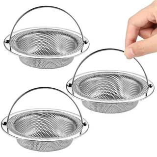 HaploS 3 Stück Edelstahl Abflusssieb, Sieb für Spülbecken, Dusche, Küchenspüle, Waschbecken, Haarsieb Dusche, Badewanne, Küche