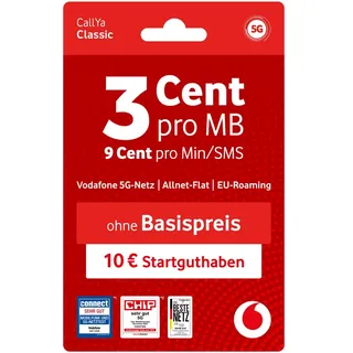 Vodafone Prepaid CallYa Classic|10 EUR Startguthaben|9 Cent Min/SMS|ohne Vertrag