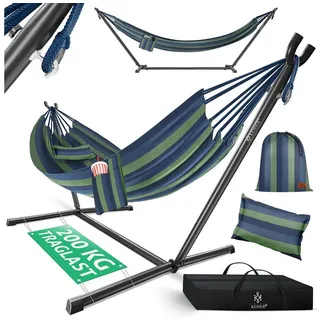 Kesser KESSER® Hängematte LAKE mit Gestell Doppelhängematte für 2 Personen-Stabiler Rahmen 200kg Belastbarkeit Indoor & Outdoor XXL Hängesessel Doppel Mehrpersonen Garten Pool Balkon Terrasse