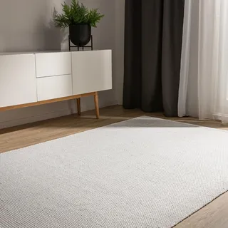 benuta Basic handgewebter Baumwollteppich Ron - Ivory 300x400 cm - Handwebteppich aus 100% Baumwolle - Style: Uni, Minimalistisch, Natural Living - Pflegeleicht für Wohnzimmer Schlafzimmer