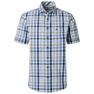 Redmond Kurzarmhemd kariert Comfort Fit blau S