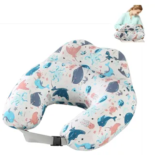 TOPCHANCES Stillkissen Stillkissenbezug Aus 100% Baumwolle Klein Für Baby,Motherhood Stilleinlagen Atmungsaktives,Herausnehmbares Und Waschbares Erstausstattung(Unterwasserwelt 65×55cm)