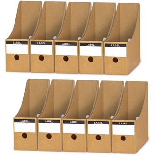 10 Stück Stehsammler, Zeitschriftensammler aus Kraftpapier A4 Stehsammler Pappe Zeitschriftenhalter für Datei Ordner Schreibwaren Bürobedarf Organizer