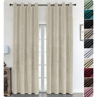 Beautex Verdunkelungsvorhang Samt Vorhang Ösen Gardine Velvet blickdicht abdunkelnd, Ösen (1 St), abdunkelnd beige 140 cm x 145 cm