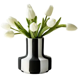 Moderne nordische schwarz-weiß gestreifte Keramikvase – raue Textur, minimalistische Tischdekoration für Wohnzimmer, Schlafzimmer, Büro – einzigartiger Mittelpunkt für Hochzeit oder
