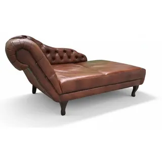 JVmoebel Chaiselongue Exklusive Chesterfield Leder-Chaiselongue stilvolle Relaxliege Sofort, Made in Europa braun
