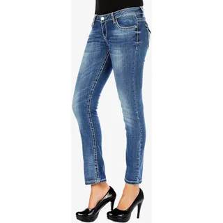 Bequeme Jeans CIPO & BAXX Gr. 27, Länge 34, blau Damen Jeans mit dezenter Waschung