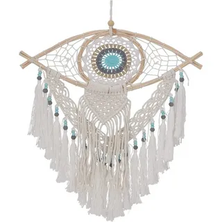 Guru-Shop Dekoobjekt Traumfänger Boho 46 cm - drittes Auge weiß 46 cm x 50 cm x 2 cm