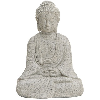 Buddha-Figur sitzend, 13cm in Grau | Deko-Artikel für Wohnung, Haus & Garten | Buddha-Skulptur, Wohnaccessoire ideal als Geschenk | Buddha-Statue Feng Shui Dekoration | Garten-Figur