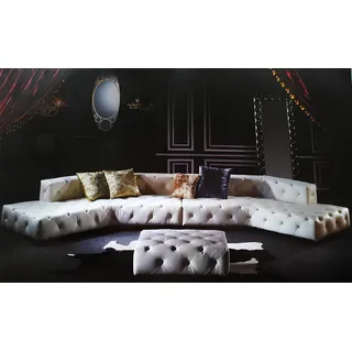 Xlmoebel Wohnlandschaft Chesterfield Ecksofa U-Form mit hochwertiger Polsterung, Wohnlandschaft, Hergestellt in Europa weiß