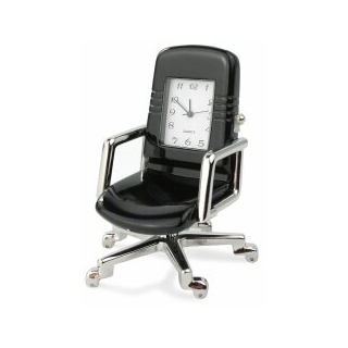 Designer Tischuhr Chefsessel schwarz aus Metall