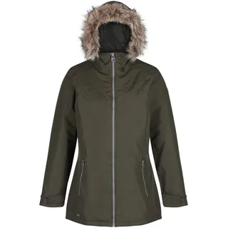 Regatta Damen Myla wasserdichte & Thermoguard isolierte Kunstfell-Kapuze Outdoor Winterjacke wasserdicht XXL Dunkles kaki