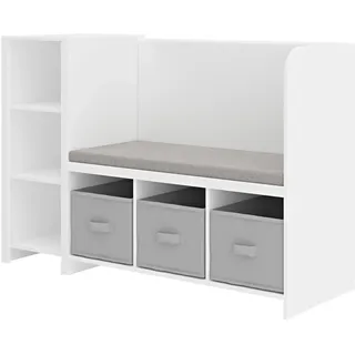 [en.casa] Sitzbank Høylandet Weiß/Grau 76 x 112 x 40 cm