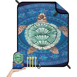 Stranddecke Sandfrei - 180x220 cm Strapazierfähiges Picknickdecke, Extra groß Beach Blanket, Kompakt Waschbar Strandmatte für Strand, Wandern, R...
