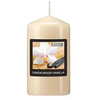 Papstar Duft-Stumpenkerzen, Sandalwood-Vanilla, Ø 58 mm · 110 mm, "Flavour", 6 Stück