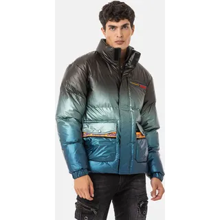 Winterjacke CIPO & BAXX "Jacke", Herren, Gr. S, blau, Stoff, 100% Polyester, gemustert, regular fit normal, Jacken Winterjacke, mit Farbverlauf-Muster