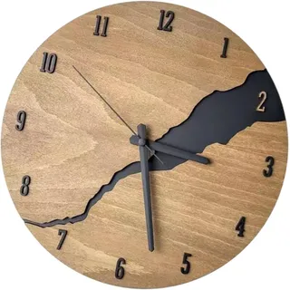 Vintage-wanduhr Aus Rissigem Holz, Große Runde, Geräuschlose Rustikale Uhr, Dekoration Für Zuhause, Wohnzimmer, Büro (30 Cm)