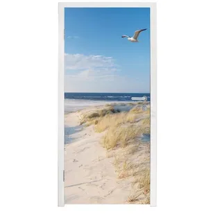 MuchoWow Türtapete Düne - Möwe - Strand - Meer - Sonne, Matt, bedruckt, (1 St), Türfolie Selbstklebend, Türtapete, Türdeko Poster, 95x235 cm 95 m x 235 m