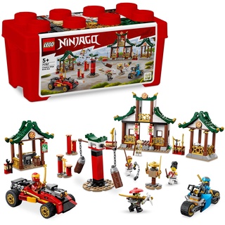 LEGO NINJAGO Kreative Ninja Steinebox, Spielzeug Aufbewahrungskiste mit Ninja-Auto und Motorrad, Dojo und Minifiguren für Kinder ab 5 Jahren 71787