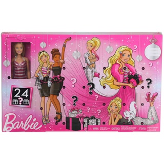 Barbie GFF61 - Glitzer-Fashion Adventskalender mit Puppe und Zubehör, Puppen Spielzeug und Adventskalender Mädchen ab 3 Jahren
