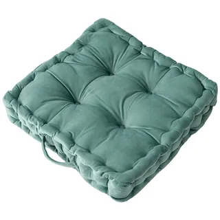 Fouriding Quadratische Bodenkissen 38CM,Weiche Samt Boden Sitzkissen Wurfkissen für Wohnzimmer Sofa Stuhl Boden Yoga Couch Tatami Dekorative (Grün)