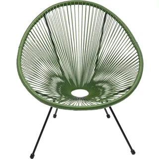 Kare Design Sessel Acapulco, Grün, Indoor und Outdoor Stuhl im Retro-Design, Gartenstuhl, Relaxsessel für Balkon, Garten, Terrasse, Schwarzes Stahlgestell, 85x73x78 cm (H/B/T)