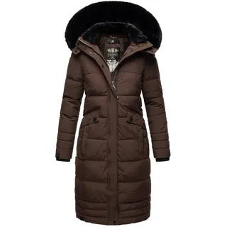 Navahoo Damen Steppmantel Winterparka Mantel mit abnehmbarem Kunstfell Fahmiyaa XS - 3XL (DE/NL/SE/PL, Alphanumerisch, S, Regular, Regular, Schoko) - S