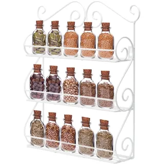 LEUTED Gewürzregal Wand Metall 3 Etagen, Küchenregal Hängend mit Schraubmontage, Gewürz Organizer Platzsparend, Wandregal Küche für Gewürze, Öl & Gläser