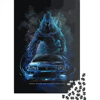 FUmoney Puzzles für Erwachsene, 1000 Teile, Nissan Skyline, das Biest, Puzzles für Teenager, Lernspiel, 1000 Teile, Holzpuzzles für Geburtstag, Weihnachten, Geschenk, 1000 Teile (75 x 50 cm)
