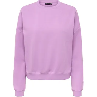 Sweatshirt ONLY "ONLSWEAT L/S CREW OVERSIZE SWT", Damen, Gr. S, african violet, Sweatware, Obermaterial: 60% Baumwolle, 40% Polyester, unifarben, loose fit normal, Rundhals, Sweatshirts Sweatshirt, Baumwollmischung, loose fit, Rundhals