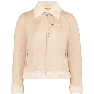 Cartoon Bikerjacke mit Kunstfellkragen beige | 44