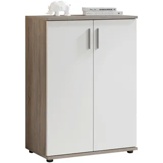 Kommode Bobby, Weiß, Eiche dunkel, Kunststoff, 1 Fächer, 60x84x35 cm, Made in EU, Wohnzimmer, Kommoden & Sideboards, Kommoden