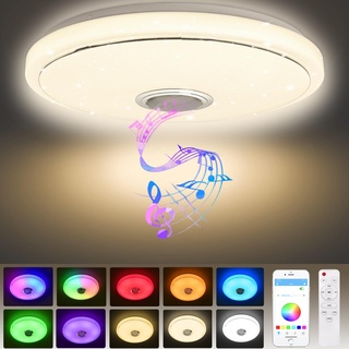 ACXIN 36W LED Deckenlampe Dimmbar, RGB Deckenleuchte mit Bluetooth Lautsprecher Fernbedienung und APP-Steuerung, Musikwiedergabe für Kinderzimmer Schlafzimmer Wohnzimmer Ø30CM