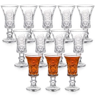 YOUEON 12er Set 3cl/30ml Kristall Schnapsgläser mit Stiel Shotgläser Set aus Glas Tequila Gläser mit Schwerem Boden Sherry Gläser Set Schnapsgläser Set für Tequila Wodka Liköre Bar Party
